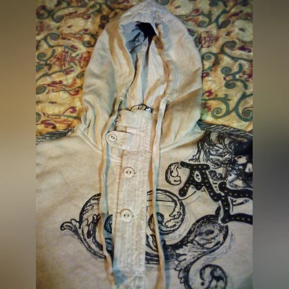 Artful Dodger Ancient Rustic Gothic Graphic Design Spray Hoodie Men's XL Wheat - Picture 5 of 16